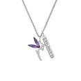thumbnail image 2 of Delight Jewelry Silvertone Large Fairy with Purple Wings Silvertone Balance Bar Charm Necklace, 23", 2 of 4