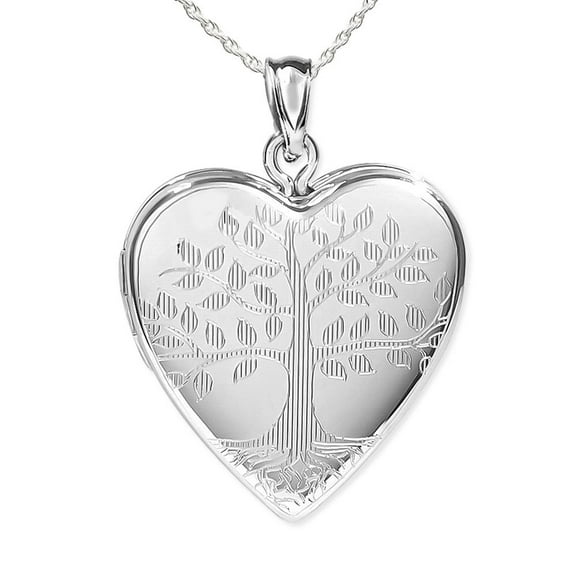 Picturesongold.Com Sterling Silver Tree of Life Heart Photo Female Adult Locket
