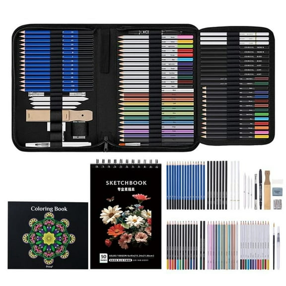 Drawing Pencils, 76 Pack Drawing Set Sketching Kit, Pro Art Supplies with 3-Color Sketchbook, Include Tutorial, Colored, Graphite, Charcoal, Watercolor&Metallic Pencil for Artist Adult Teens Beginner
