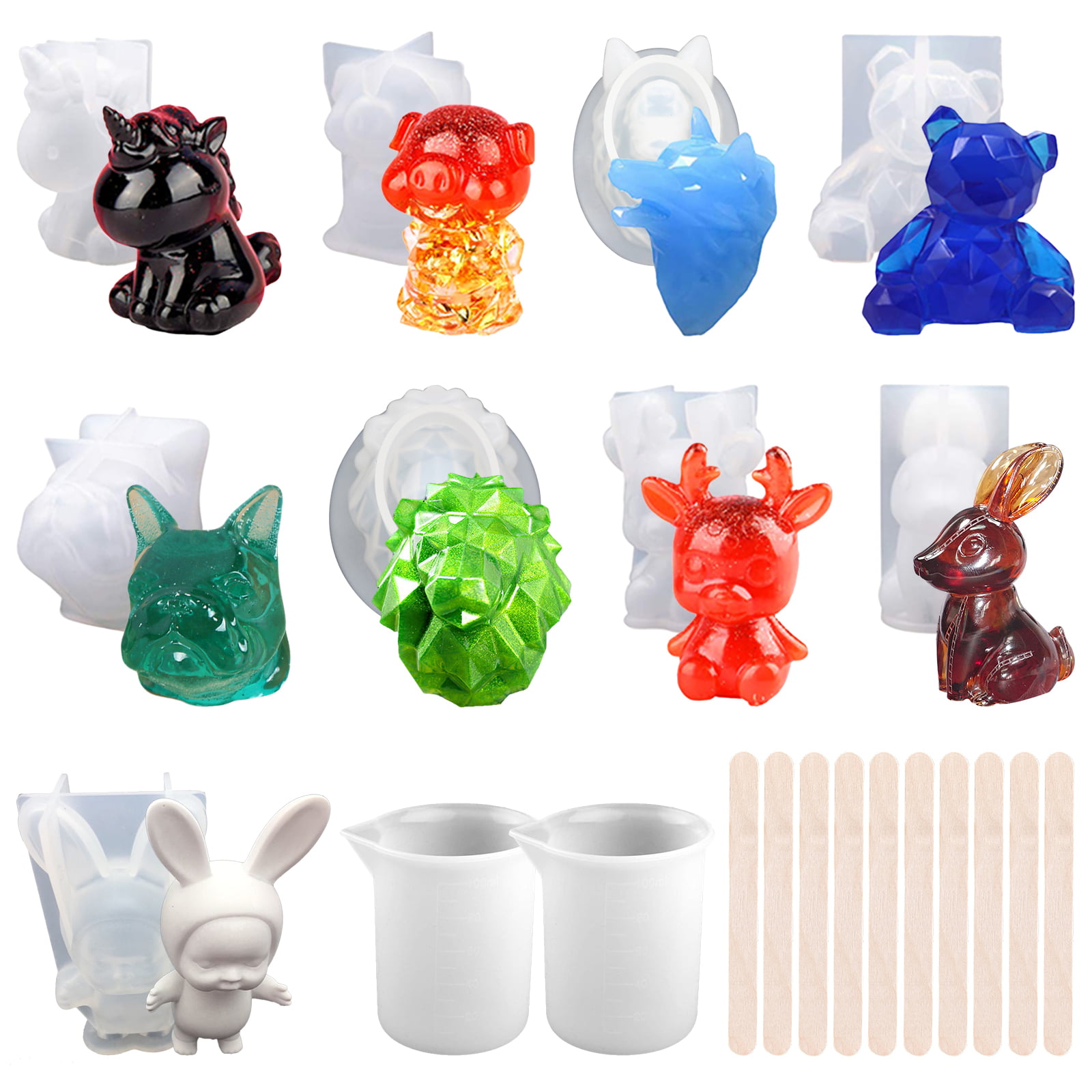3D Silicone Mold Unicorn Bear Resin DIY Epoxy Tools Cat Jewelry Lion Dog Craft 