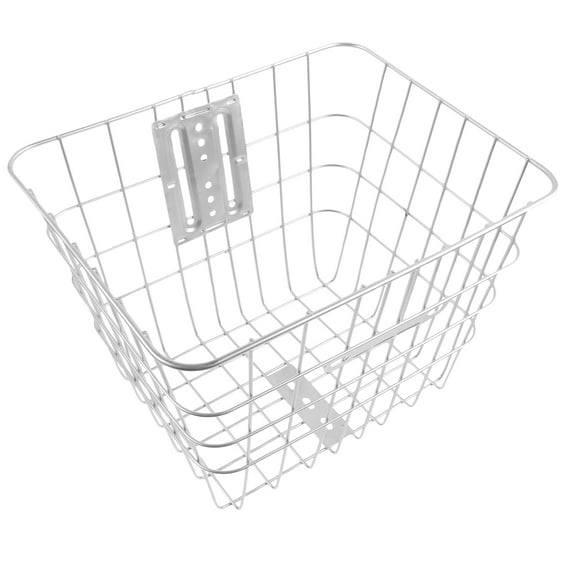 LOLIPPYY Plated Silver Metal Rear Bike Basket Large Capacity Durable Detachable Bicycle Storage Carrier