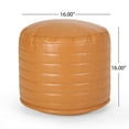 thumbnail image 3 of Conrail Contemporary Faux Leather Channel Stitch Pouf, 3 of 8