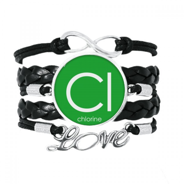 Chestry Elements Period Table Halogens Element Chlorine Cl Bracelet Love Accessory Twisted Leather Knitting Rope Wristband