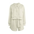 thumbnail image 4 of GILIGEGE 2 Piece Sets for Women Women's Autumn Solid Color Hooded Large Pocket Sports Shirt Shorts Two Piece Casual Set Summer Lounge Sets Wh1 S, 4 of 5