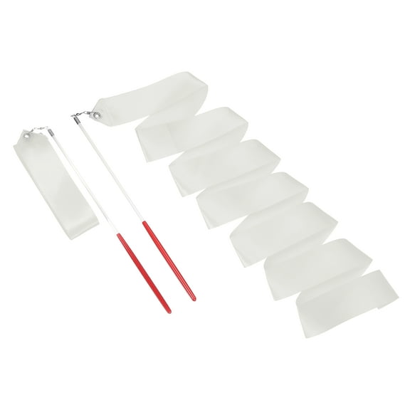Uxcell 2 Pcs Dance Ribbons, 78.7" Rhythmic Gymnastics Ribbon Streamers Dancer Wand Twirling Dancing Ribbons for Artistic Dancing Gymnastics Training, White