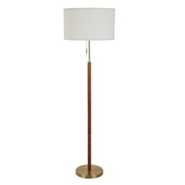 Simplee Adesso Wood and Brass 58"H Walnut Finish Floor Lamp with Pull Chain, Transitional, Adult Use