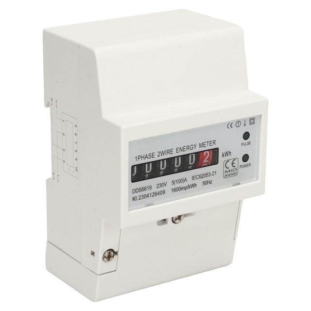 Probador De Electricidad, Medidor De Electricidad Monofásico Carril DIN Consumo De Energía Vatímetro Medidor De Energía Monitor De Uso De Electricidad 230 V 5 (100) A
