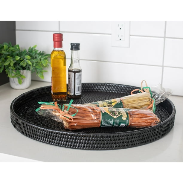 Artifacts Rattan Round Serving Ottoman Tray Com Artifacts Rattan Round Serving, Saboga Round Ottoman Coffee Table Tray
