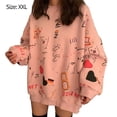 thumbnail image 4 of Qarigey Mujeres Cuello Camiseta Estampado Top Primavera Otoño Manga Larga Camisa Suelta M Prendas para la parte del cuerpo rosado XXL, 4 of 8