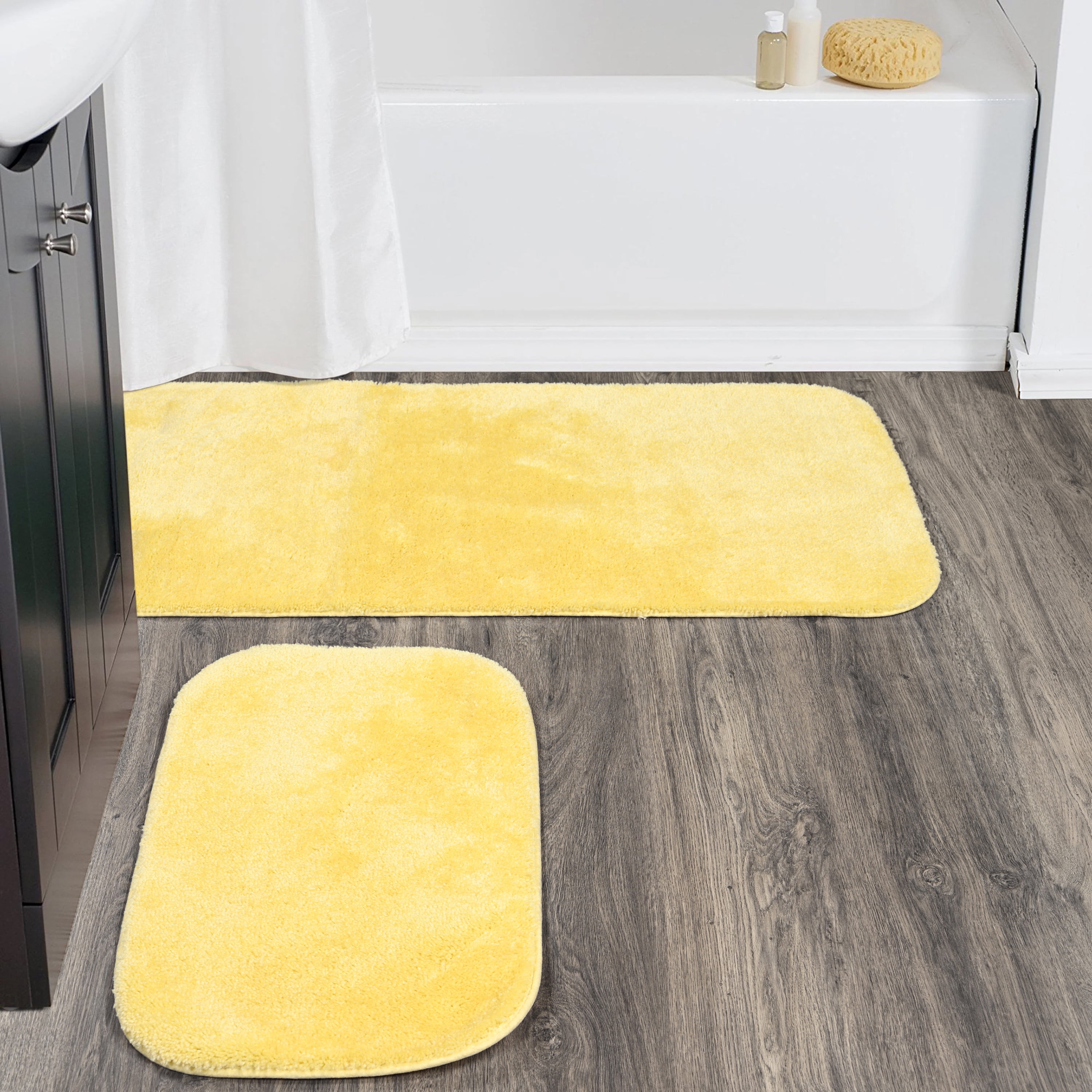 Garland Rug Traditional Washable Bath Rug Set, 2-Piece Set (21"x34" Bath Rug, & 22"x60" Runner) Rubber Ducky Yellow