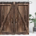 thumbnail image 3 of Barn Door Rustic Bathroom Shower Curtain 72W by 72H Inch Farmhouse Brown Wood Wooden Country Vintage Rural Polyester Fabric 12 Plastic Hooks Waterproof Decor, 3 of 6