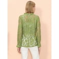 thumbnail image 4 of Women's Long Bell Sleeve Sheer Floral Lace Blouse Tops, 4 of 5