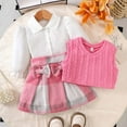 thumbnail image 4 of MEZZALL Girls Outfits Sets Toddler Casual School Vest Sweater Shirt Plaid Skirt 3-Piece Suit For Baby Winter Fall Clothes Soft Baby Dailywear, 4 of 8