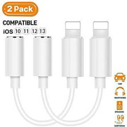 2-Pack Lightning to 3.5 mm Headphone Adapter for iPhone, 3.5mm Headphone Compatible Connector for iPhone, Suitable for all iPhone, iPad, iPod Series, Compatible with all iOS, White