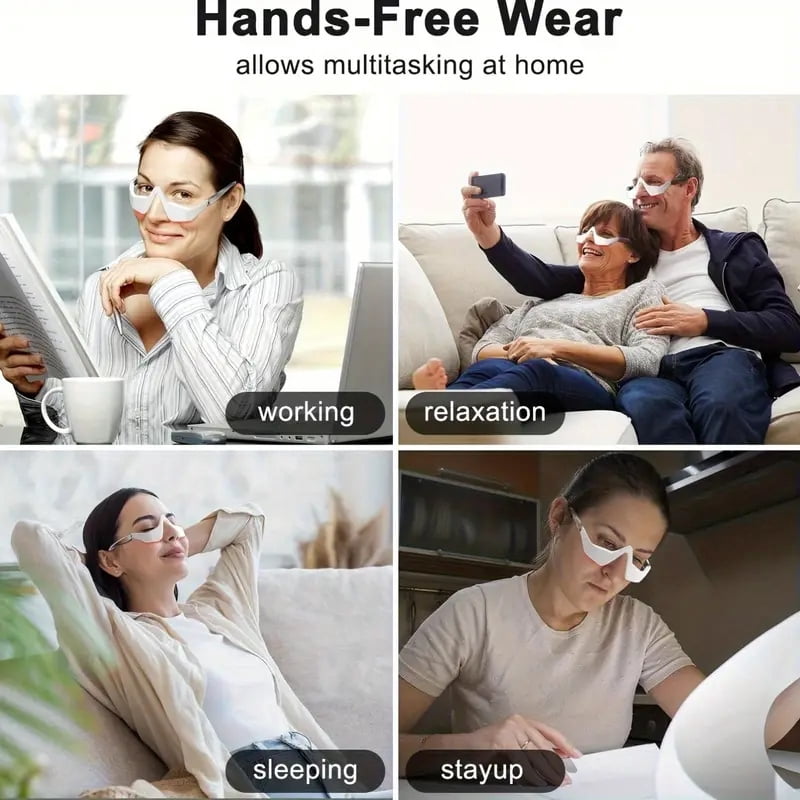 3D Under Eyes Red Light Therapy Massager Glasses, Microcurrent Eye Face Led Red Light Beauty Device Under Eye Massager Eyes Bag Remover For Reduce Dark Circles Puffiness Wrinkles Relax Eye Strain