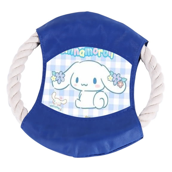 Hello Kitty Dog Toys Flying Disc Rope Toy Chew Toys for Dogs Flying Discs Training Cotton Rope Frisbee Blue