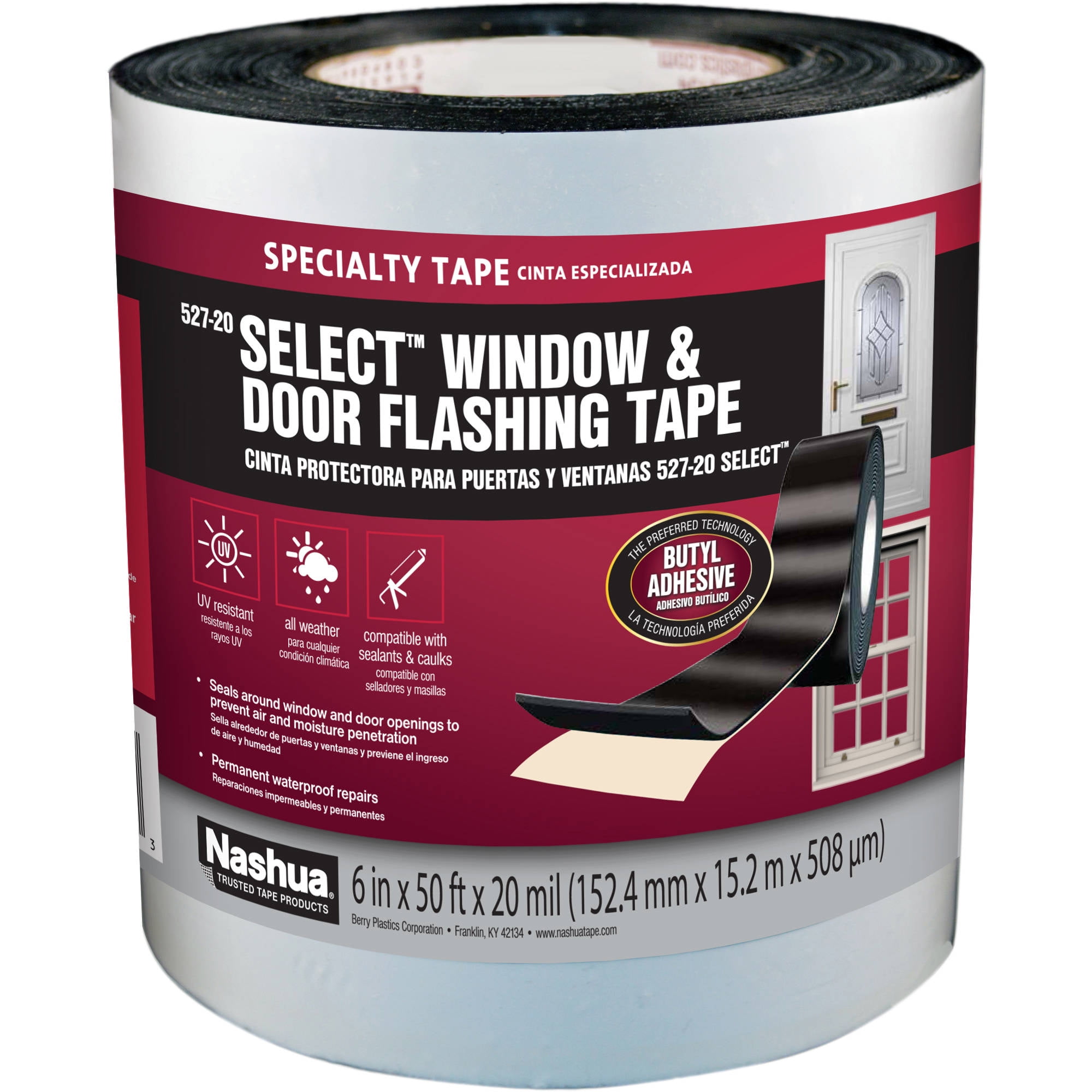 Nashua Window and Door Flashing Tape, 6" x 50', 20 Mil Thick
