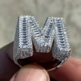 thumbnail image 7 of Men's Real Solid 925 Sterling Silver Initial Letter M Iced Baguette Flooded Out Big Hip Hop Ring Size 11, 7 of 7