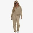 thumbnail image 6 of Inleife Women's Two-piece Set with Half Zipper Hooded Sweatshirt Oversized Sweatshirt Loose And Fashionable Sweatpants Set, 6 of 6