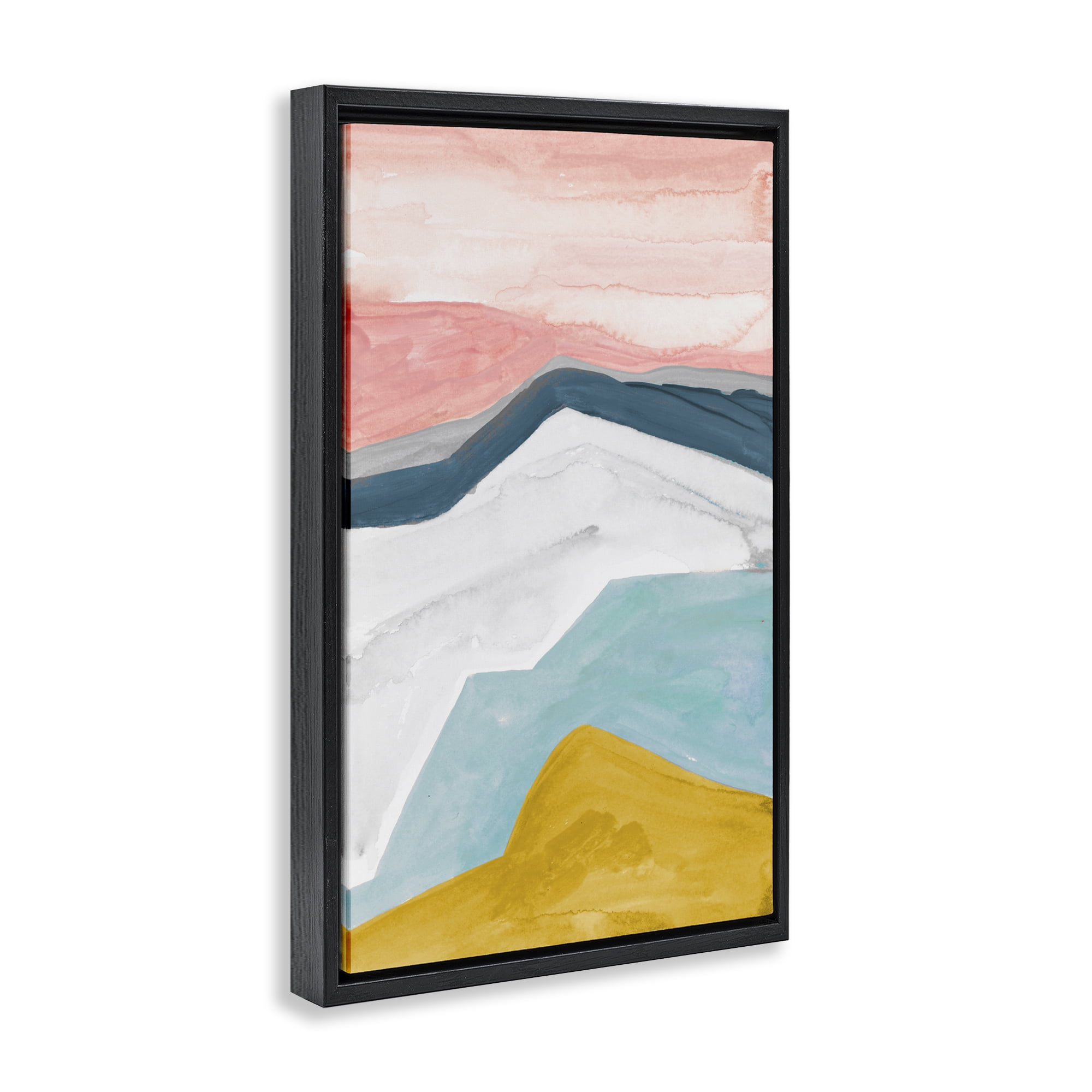 Stupell Industries Pastel Geometric Mountains Black Framed Floater Canvas Wall Art, design by B. Danelle