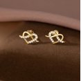 thumbnail image 5 of Solid 925 Sterling Silver CZ Infinity Heart Stud Earrings for Women Teen Love Heart Stud Earrings, 5 of 6