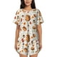 thumbnail image 1 of Fotbe Squirrel Conjunto de Pijama Estampado para Mujer, 2 Piezas, Ropa de Dormir con Camiseta de Manga Corta y Shorts Suaves-Large, 1 of 6