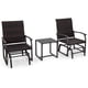 thumbnail image 5 of Costway Juego De 3 Piezas De Sillas Deslizantes De Mimbre Para Exteriores Con Mesa De Centro De Vidrio Templado, Asiento Acolchado De Espuma De Secado Rápido, Con Marco De Metal, Para Patio, Porche, 5 of 5