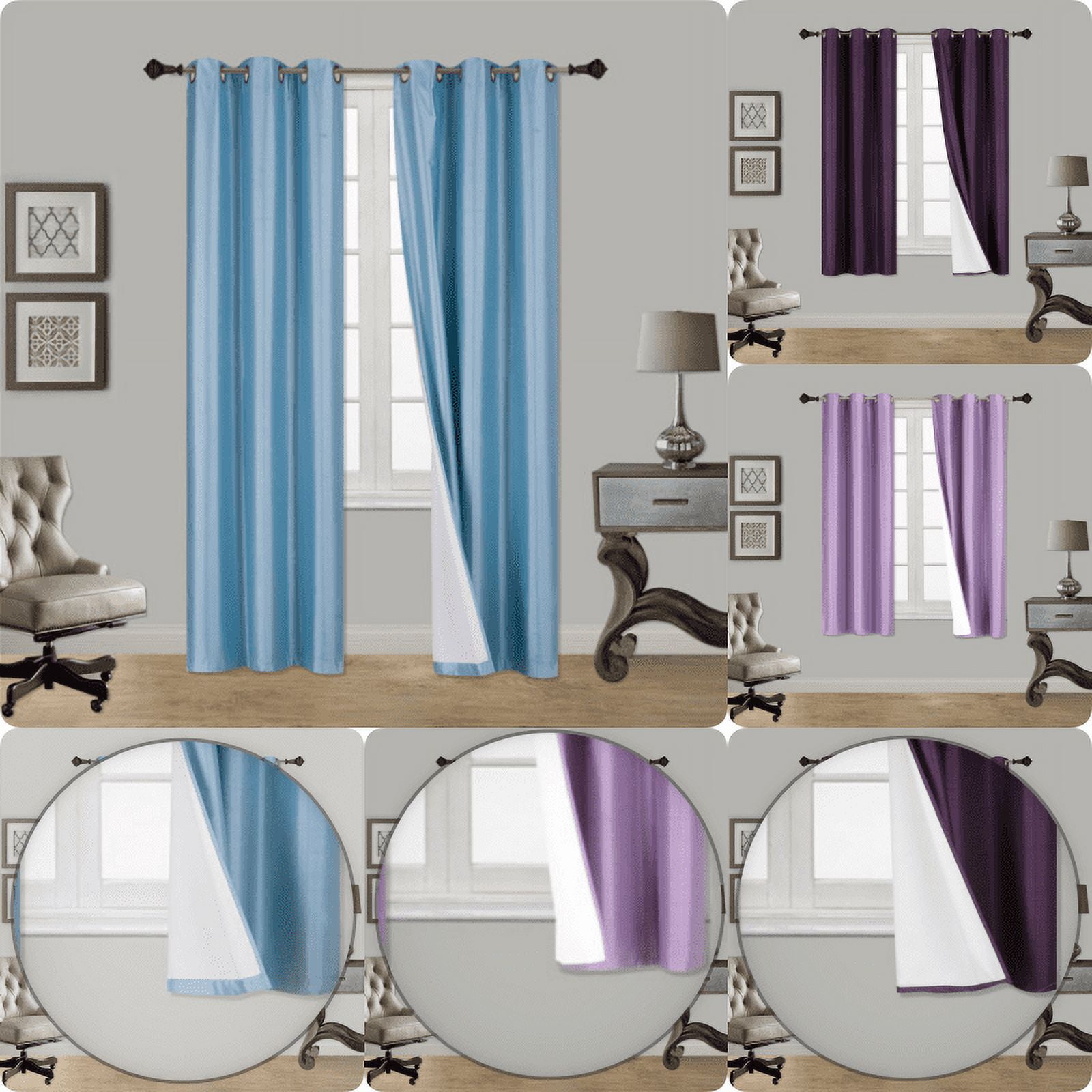 2 Panels solid thermal foam lined blackout heavy thick window curtain drapes with grommets Black 108" length NOA 3 layered
