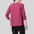 thumbnail image 5 of MEICHEN Women's Fashion Cotton Linen Long Sleeve Tops Casual Solid Color Oversized V Neck T Shirts Summer Beach Blouses for Women, 5 of 6