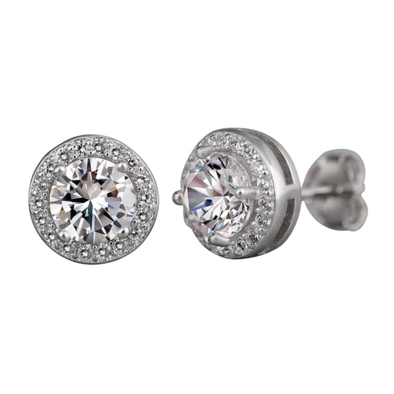 Wioihee Gold Plated Halo Stud Earrings 925 Sterling Silver Cubic Zirconia Stud Earrings Round Square Diamonique Stud Earrings Set for Women Men
