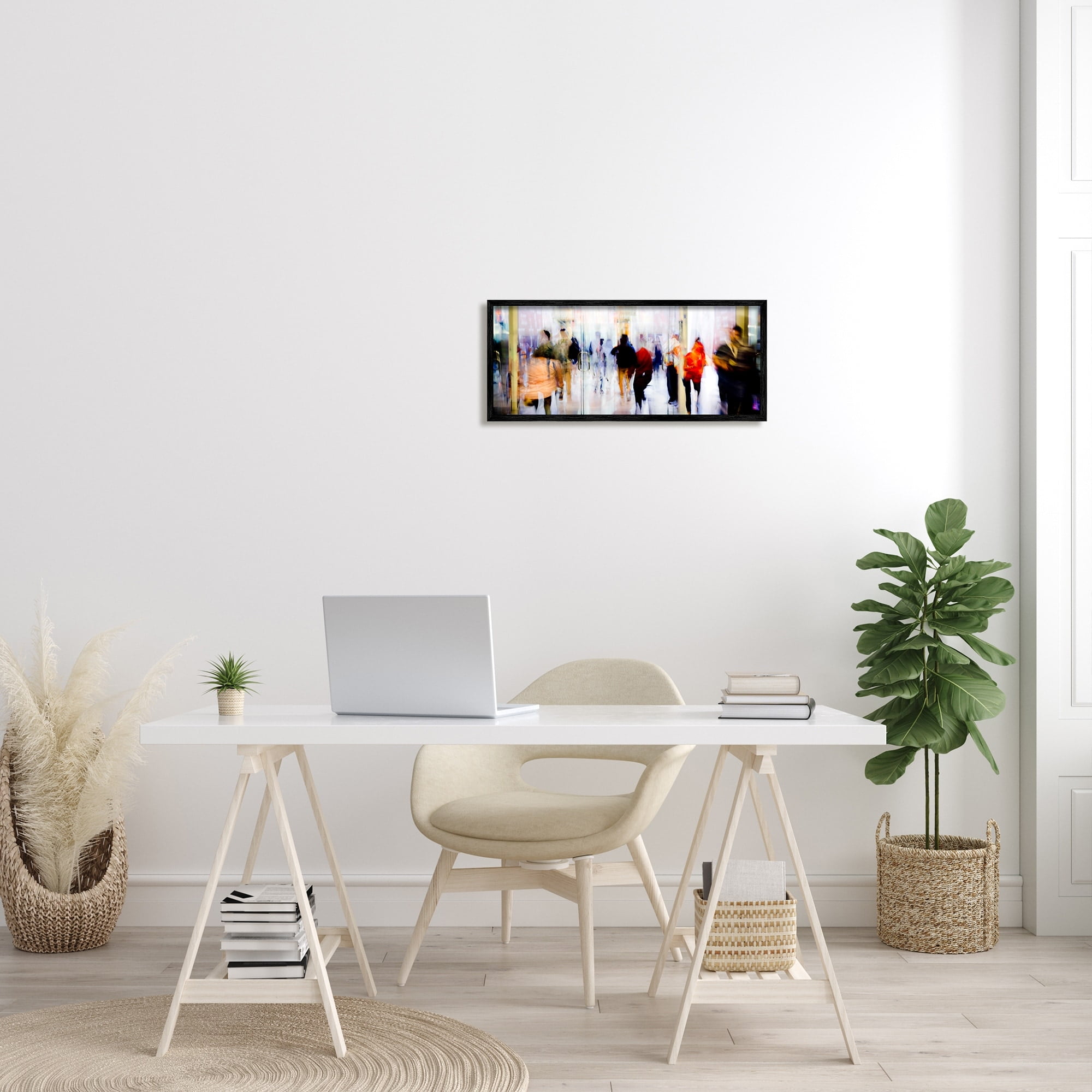 Stupell Industries Modern Industrial Crowd Abstract Long Exposure Abstract Photography Gray Framed Art Print Wall Art, 13 x 30