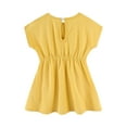 thumbnail image 4 of CYRBOKO Summer Dresses for Toddler Girls 2025, Birthday Cotton Casual Short Sleeve Princess Dresses Yellow Size 4-5 T, 4 of 7