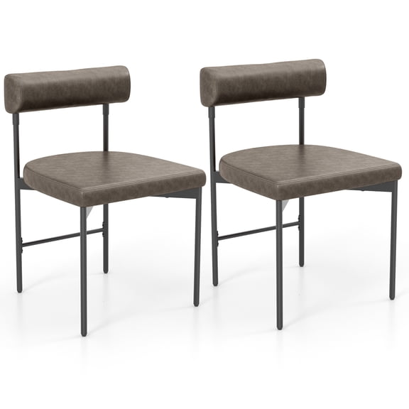 Giantex Set of 2 Dining Chairs, Faux Leather Kitchen Side Chairs for Living Areas