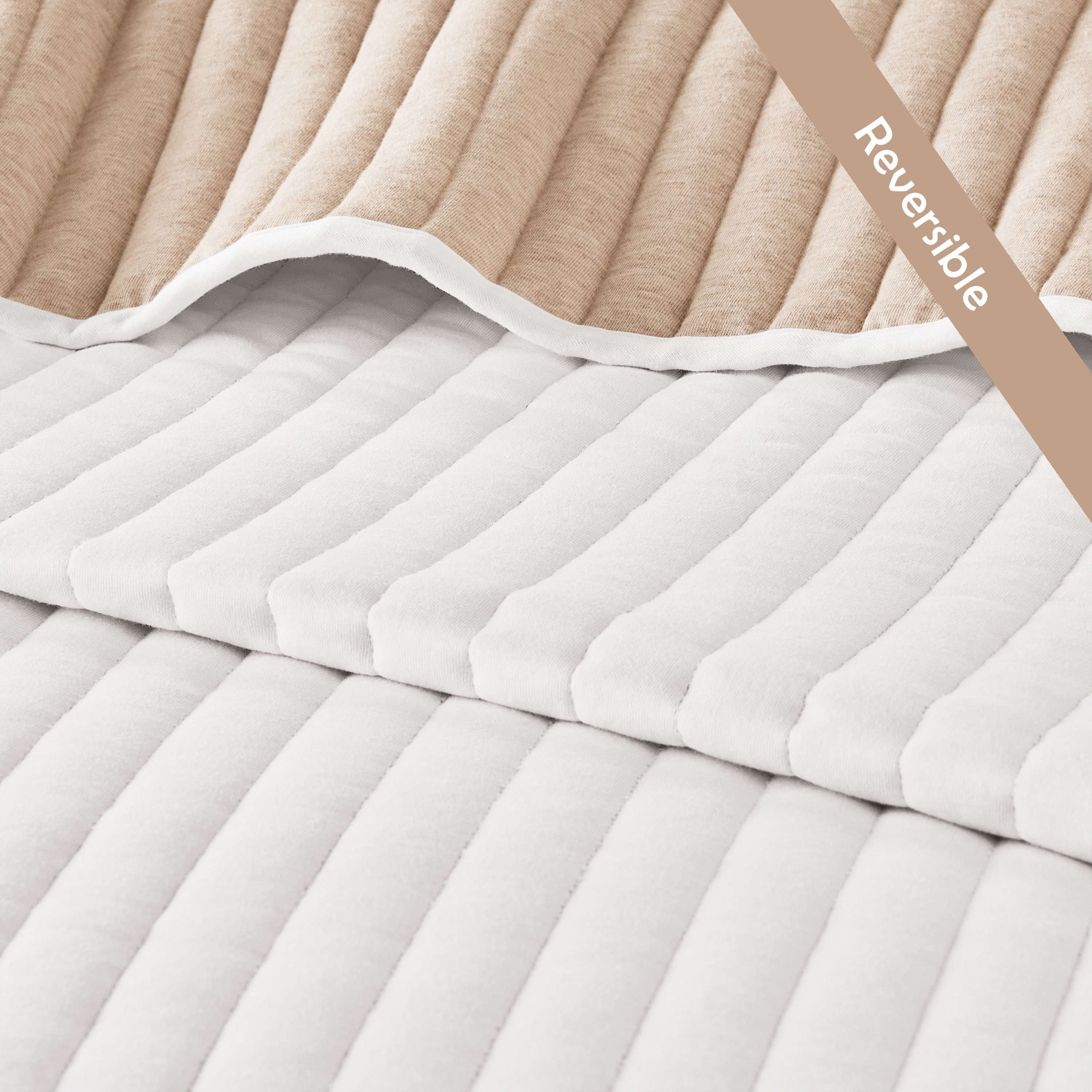 Mainstays Jersey Quilt Bedding Quilt off-White Solid Print 60% Cotton, 40% Polyester Jersey Knitted Weave Quilts, Full/Queen-Reversible, Breathable