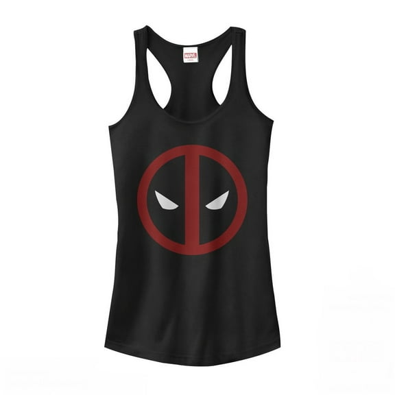 Junior's Marvel Deadpool Mask Classic  Racerback Tank Top Black X Large