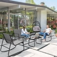 thumbnail image 4 of DWVO 4-Piece Outdoor Patio Bistro Furniture Set, Rocking Chair Set - 2 Rocking Chairs, Loveseat chair with Glass Coffee Table - Gray, 4 of 8