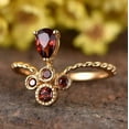 thumbnail image 2 of HeartsAndYou 1ct Natural Red Garnet Wedding Band Stylish Crown Curved 14k SOLID Yellow Gold, 2 of 9