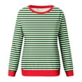 thumbnail image 4 of hxobax Womens Fall Winter Fleece Sweatshirts Striped Colorblock Pullover Tops Long Sleeve Jumper Top, 4 of 5