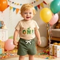 thumbnail image 3 of Tigivemen Baby Boy Clothes First Birthday Outfit Dinosaur Short Sleeved T Shirts Shorts 2Pcs Set Toddler Boys Outfits Yellow,12-18 Months, 3 of 4