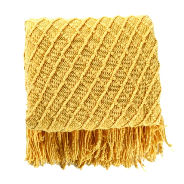 Manta con borlas, suave, con textura de burbujas, ligera y cálida, para cubrir el sofá, decoración del hogar