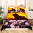 thumbnail image 2 of Capybara Housse de Couette Double Florale Capybara Ensemble de Literie pour Amoureux Housse de Couette Animal Rongeur Mignon Capybara Cadeaux pour Filles Femmes, Ensemble de Lit Fleurs Roses Romantiques 2 Pcs avec 1 Taie d'Oreiller, 2 of 5
