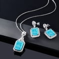thumbnail image 4 of Gem Stone King 925 Sterling Silver Green Turquoise Pendant and Earrings Jewelry Set for Women (16.10 Cttw, Emerald Cut 14X10MM, Gemstone, with 18 inch Chain), 4 of 4