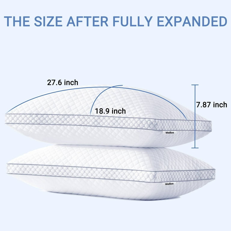 Wellos Gel Memory Foam Pillow Set of 2, Beds Pillows 2 pack Queen Size for  Sleeping, Side Sleeper and Back Sleeper
