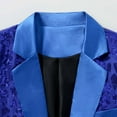 thumbnail image 4 of Tops for Men Sequin Blazer Metallic Suit Disco Prom Shiny Jacket Wedding Party Banquet Tuxedo Coats Mens Coats Blue L, 4 of 6