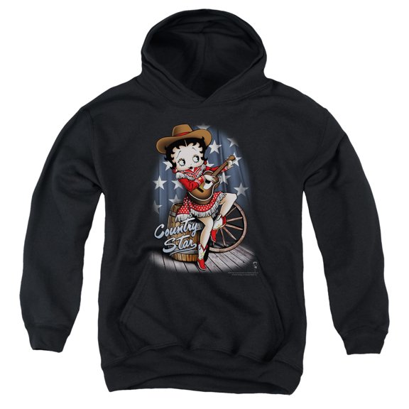 Betty Boop Country Star Youth Pullover Hoodie Sweatshirt Black