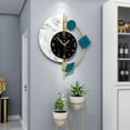 thumbnail image 4 of SAMA Horloge Murale en Métal avec Fond en Marbre Noir et Blanc Design Moderne, 4 of 15