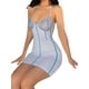 thumbnail image 3 of Lucakuins - Mini vestido ajustado a la cadera con diseño de rayas, cuello en V, sin mangas, sin espalda, para mujer Lucakuins  S-L, 3 of 9