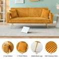 thumbnail image 4 of Aukfa 74" Corduroy Futon Convertible Sofa Bed, 2 Pillows& Cup Holders, Straight-line Tufted, Mustand, 4 of 10