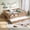 Natural, variant on URTR Twin Size Montessori Wooden Floor Bed with Small Stairs and Trundle, Platform Bed Frame with Rail and Bookshelf, No Box Spring Needed, White