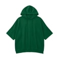 thumbnail image 7 of Inverlee Oversized Short Sleeve Hoodies for Women Loose Fit Drop Shoulder Drawstring Pullovers Solid Casual Summer Hooded Tops Green S-XXL, 7 of 7